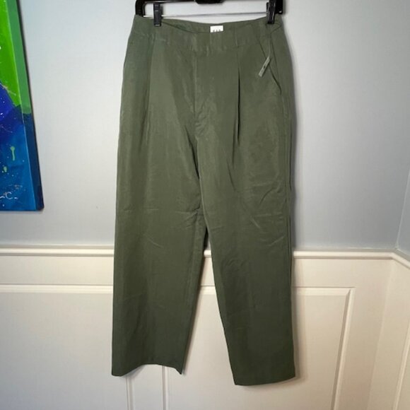 Gap Soft Suit Trouser High Rise Wide Leg Jungle Green Dress Pants NWT 4 Petite - Picture 4 of 13
